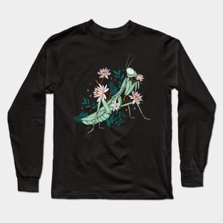 Cute Floral Praying Mantis Funny Insect Lover Long Sleeve T-Shirt